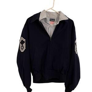 Vintage US Air Force Jacket Mens 42S Blue Citadel Military Uniform Bomber +Shirt